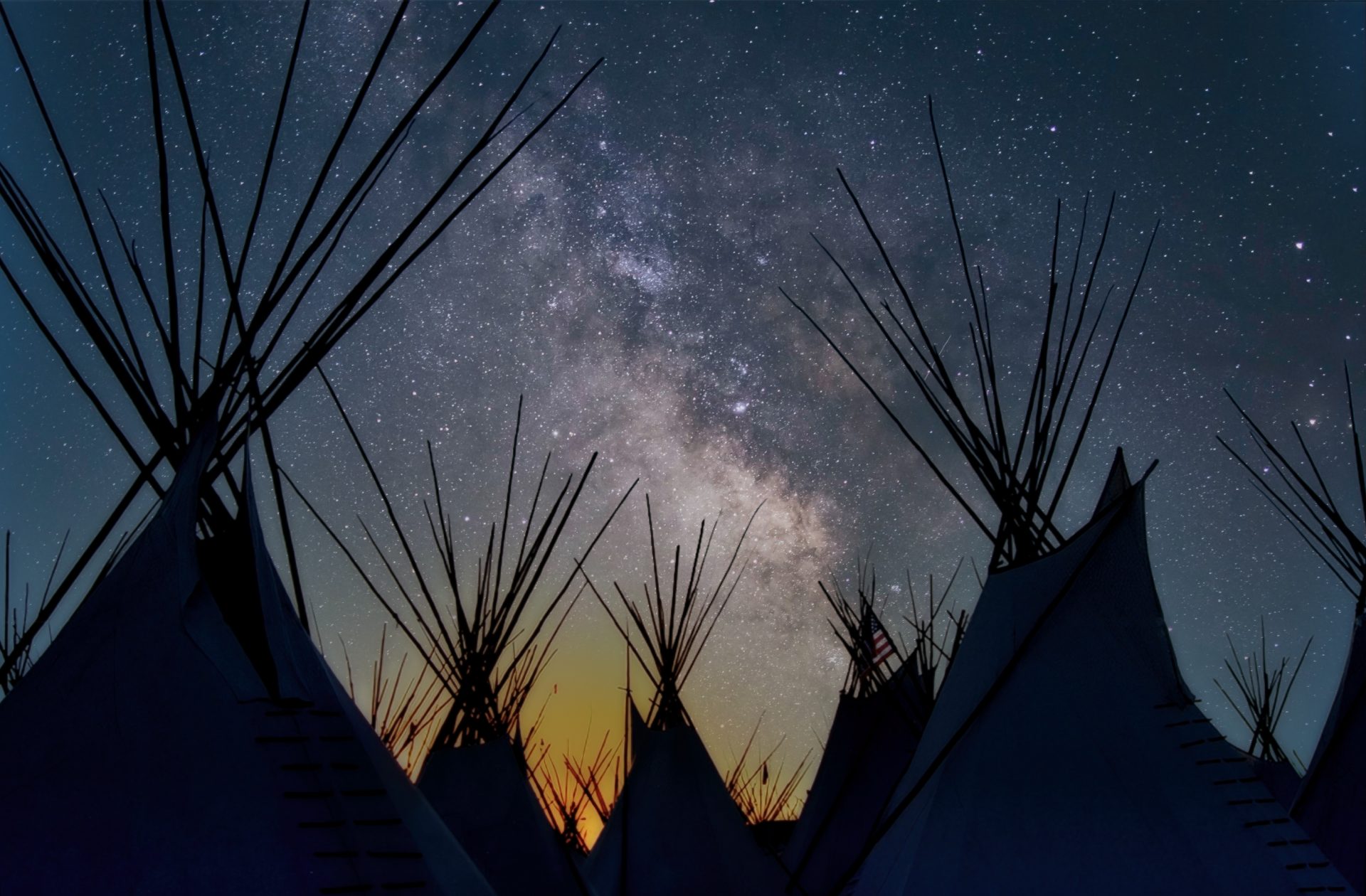 Tepees At Sunset