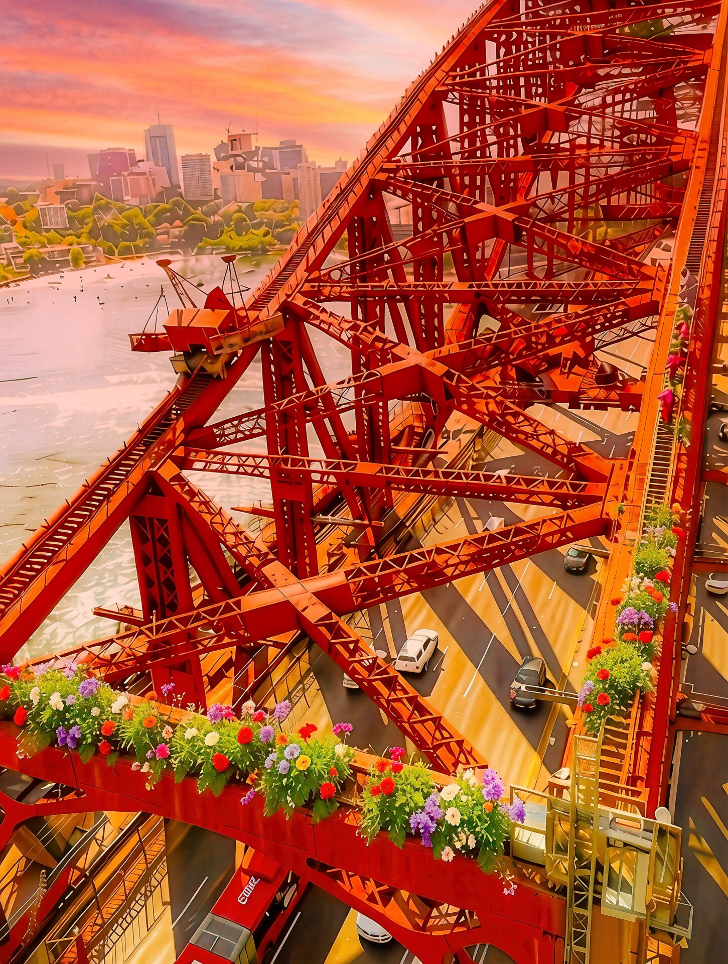 New red colour for Sydney Harbour Bridge.