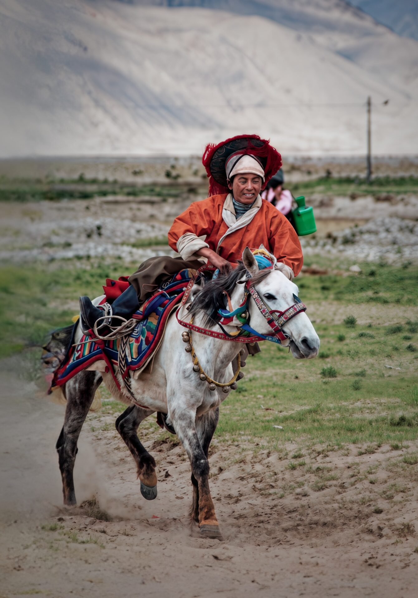 Competitive Horse Rider in Tingri, Tibet