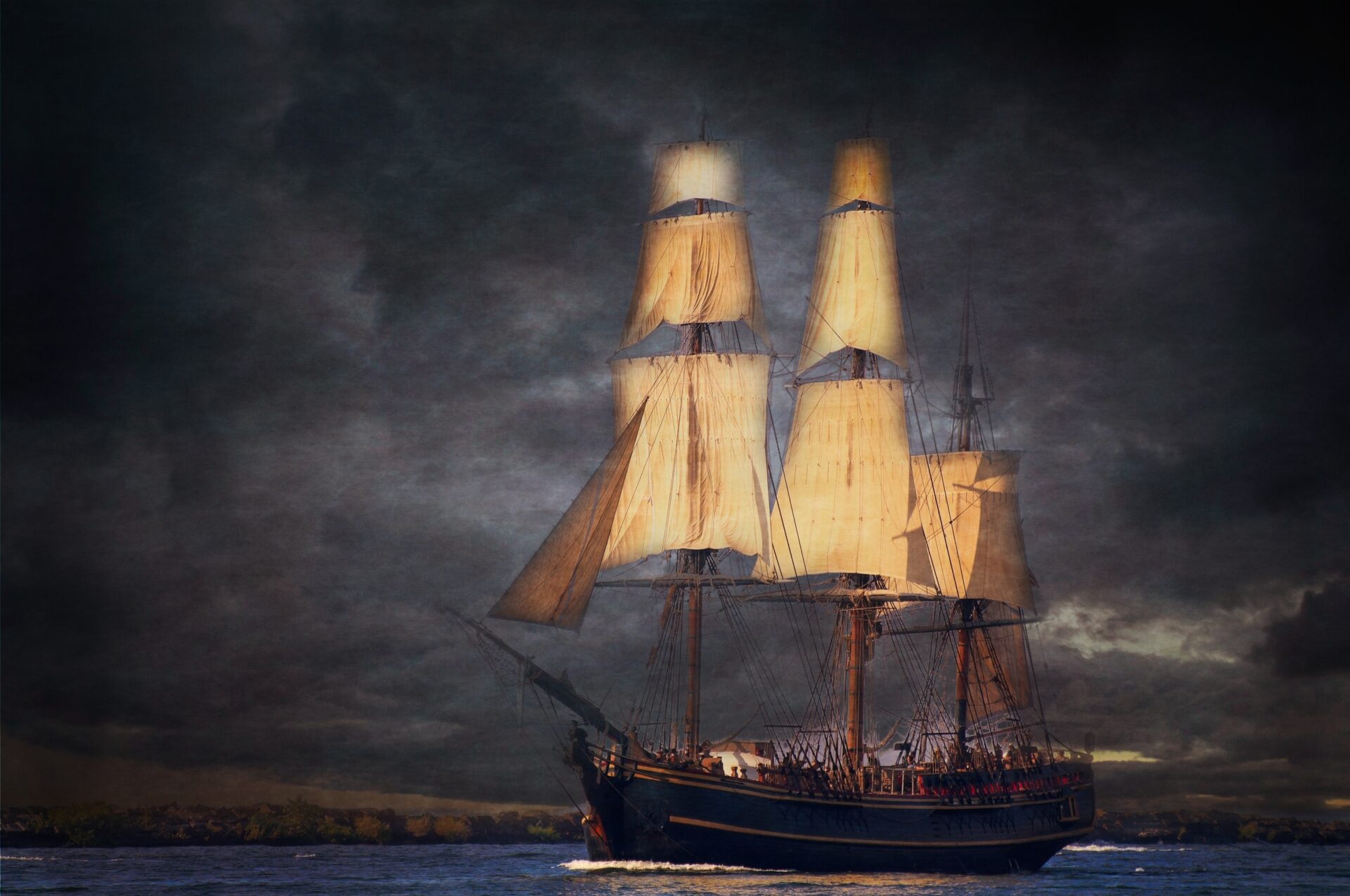 HMS Bounty Sails into the Sun