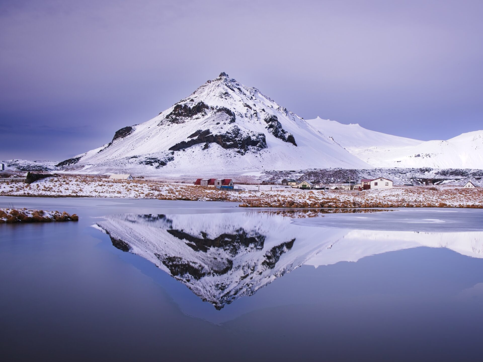 Iceland mountain reflected
