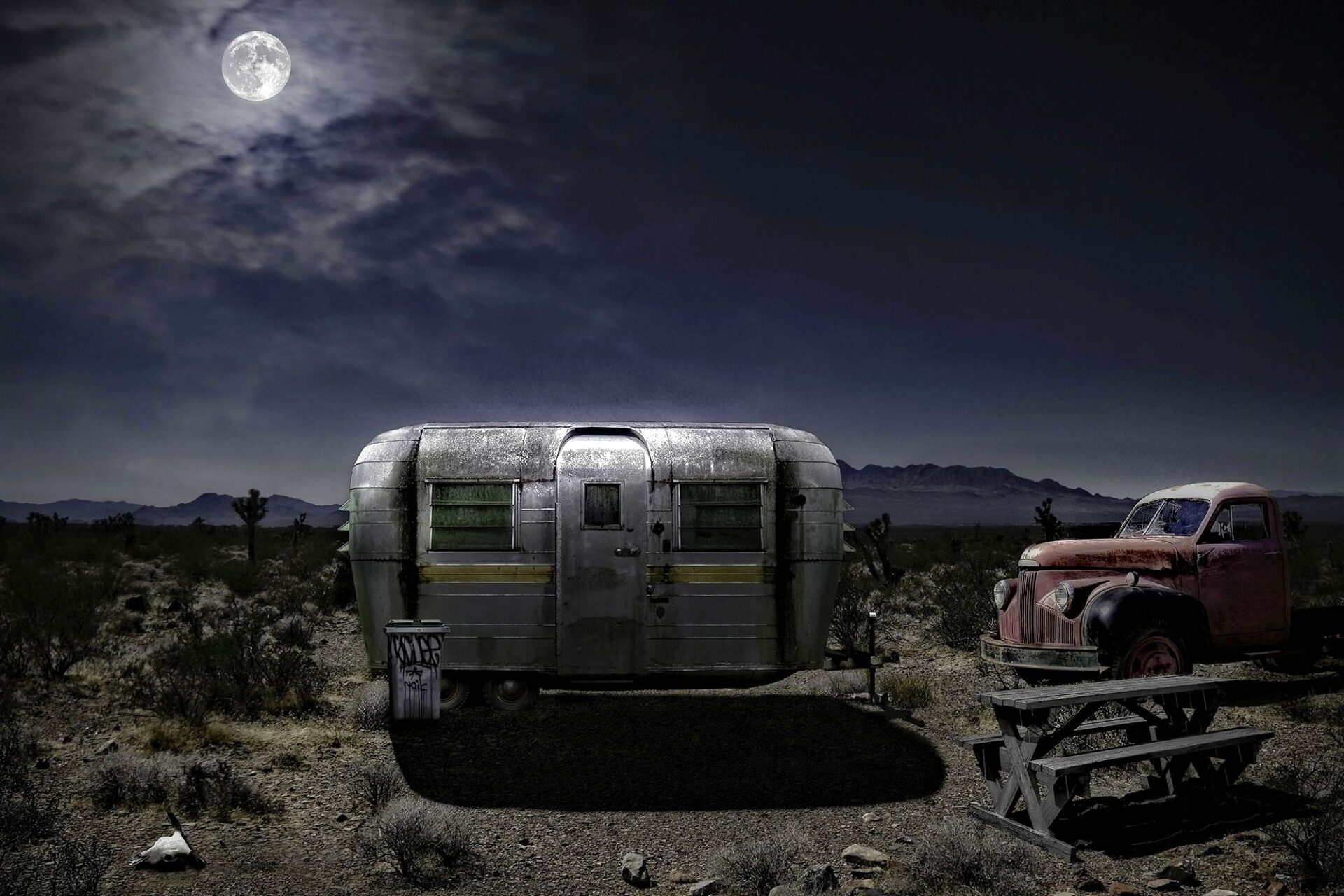 Night time at the Camp site.