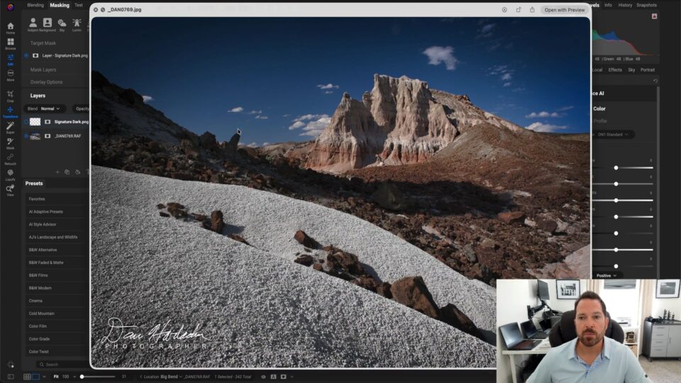 Custom signature watermark created in ON1 Photo RAW